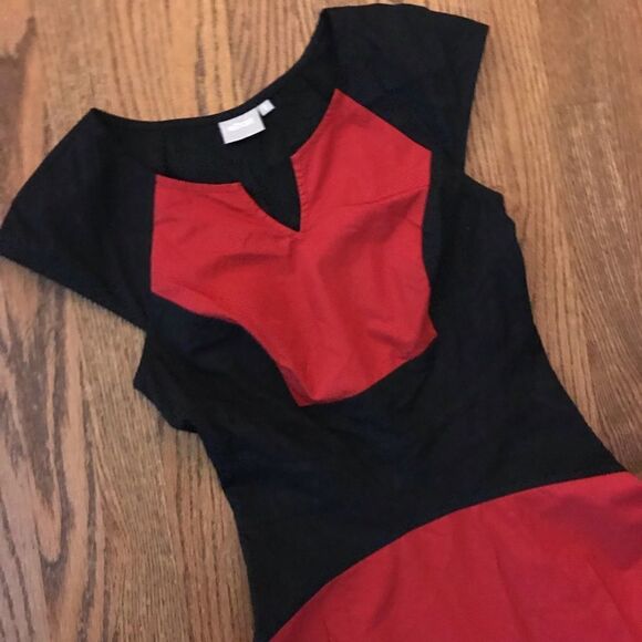 New NWOT eshakti red black cotton poplin dress s/6 - Picture 3 of 6